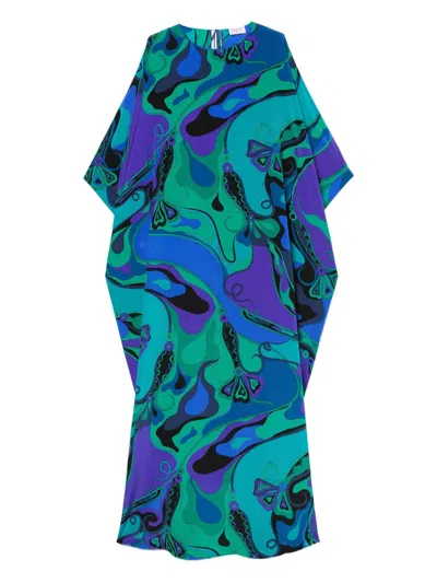 Pucci Abstract Print Maxi Dress In Blue