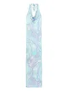 Pucci Orchidee-print Maxi Dress In Blue