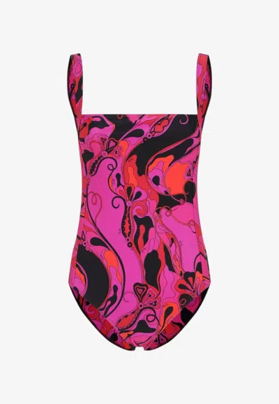 Pucci Orchidee Print One-piece Swimsuit In Pink