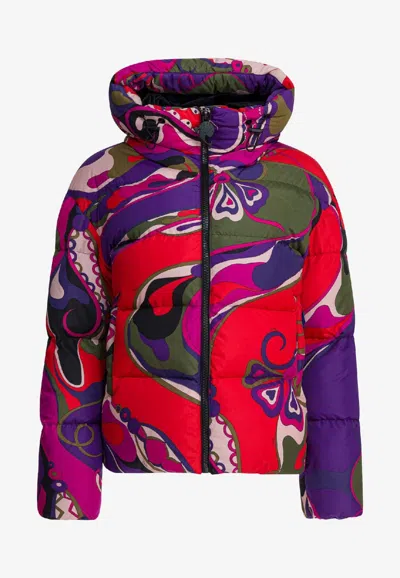 Pucci Orchidee Print Puffer Jacket In Multi