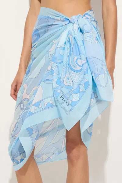 Pucci Orchidee Print Sarong Pale Blue