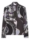 Pucci Orchidee Print Satin Shirt In Black