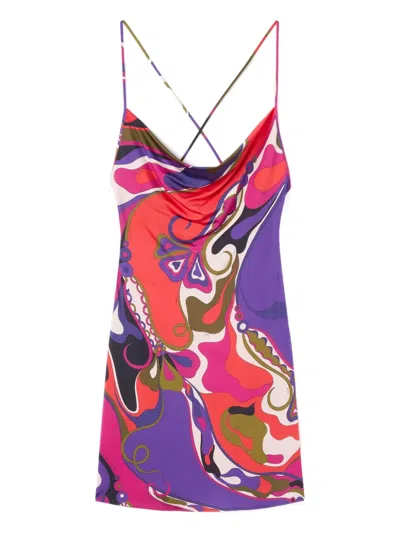 PUCCI ORCHIDEE PRINT SHORT JERSEY DRESS