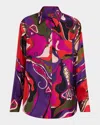 Pucci Orchidee-print Silk Button-down Shirt In Multi