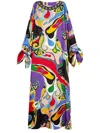 Pucci Orchidee Embellished Silk Kaftan In Blue