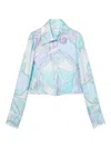 Pucci Orchidee-print Silk Shirt In Blue