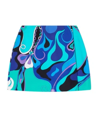 Pucci Orchidee Print Silk Skirt In Multi