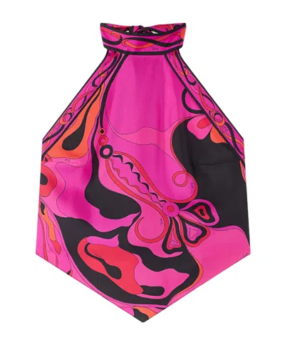 Pucci Orchidee Print Silk Top In Pink