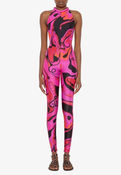 Pucci Orchidee Print Sleeveless Jumpsuit In Multicolor