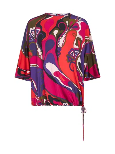 PUCCI ORCHIDEE PRINT STRETCH VISCOSE CAPE BLOUSE