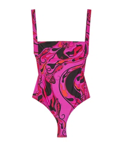 Pucci Orchidee Print Swimsuit In Multi