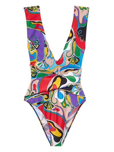 Pucci Orchidee-print Swimsuit In Purple