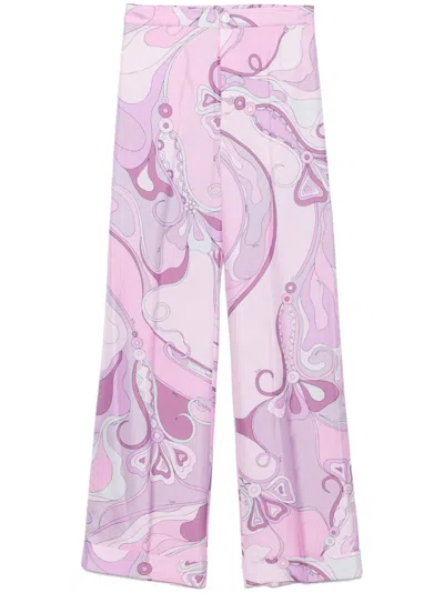 Pucci Orchidee-print Trousers In Pink