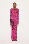 Pucci Orchidee-print Tulle Dress In Fuchsia Black In Multi