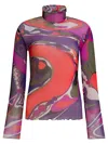 Pucci Abstract-print Turtleneck Sheer Top Clothing In Multi