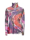 Pucci Orchidee Print Tulle Top In Multi