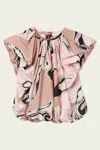 Pucci Orchidee Print Voluminous Top In Nude