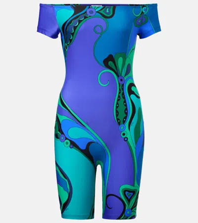 Pucci Orchidee Printed Off-shoulder Romper