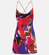 Pucci Orchidee Print Short Jersey Dress In Multi