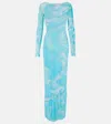 Pucci Orchidee Sheer Maxi Dress In Blue