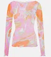 Pucci Orchidee Sheer Tulle Top In Multi