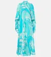 Pucci Orchidee Silk Kaftan In Blue