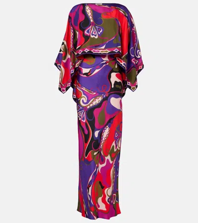 PUCCI ORCHIDEE SILK SLIP DRESS AND CAPE SET