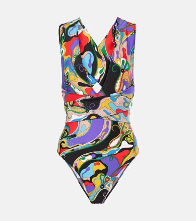 Pucci Orchidee Swimsuit In Multicoloured