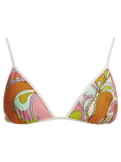 Pucci Orchidee Triangle Bikini Top In Black