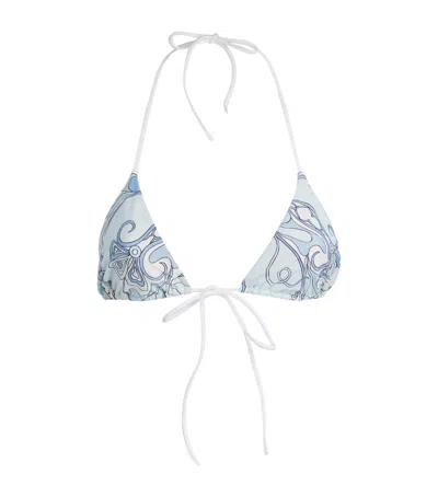 Pucci Orchidee Triangle Bikini Top In Blue