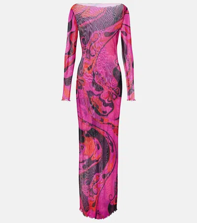 Pucci Orchidee Tulle Maxi Dress In Multi