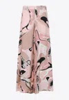 Pucci Orchidee Print Silk Twill Wide-leg Pants In Multicolor