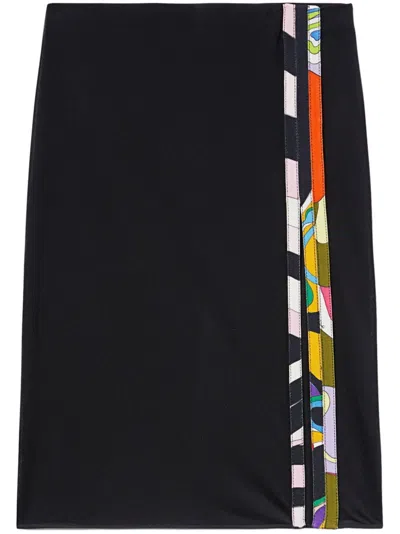 Pucci Orchidee/iride-print Pencil Skirt In 黑色