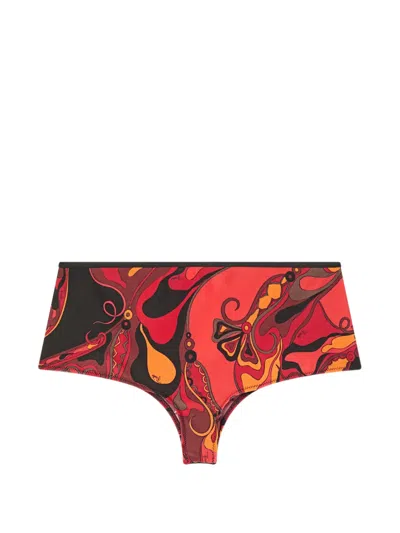 Pucci Orchidee-print Bikini Bottom In Red