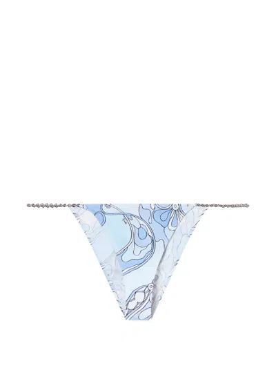 Pucci Orchidee-print Bikini Bottoms In Blue