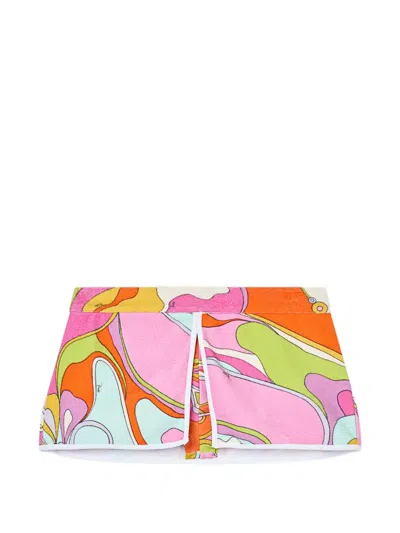Pucci Orchidee-print Cotton-terry Shorts In Multi