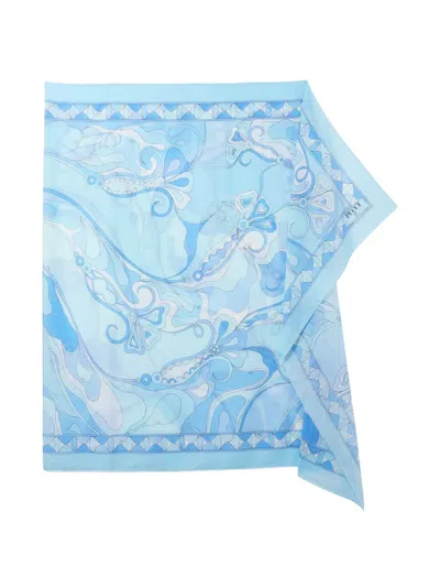 Pucci Orchidee-print Sarong In Blue