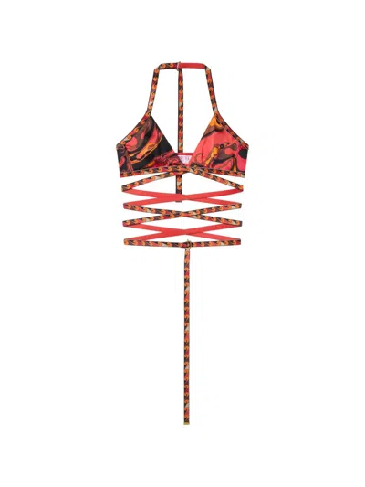 Pucci Orchidee-print Silk Bra In Multi