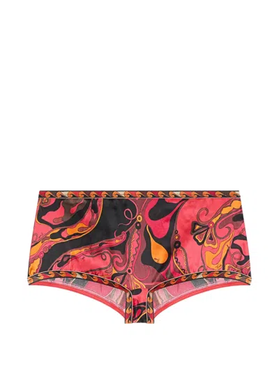 Pucci Orchidee-print Silk Coulotte In Red