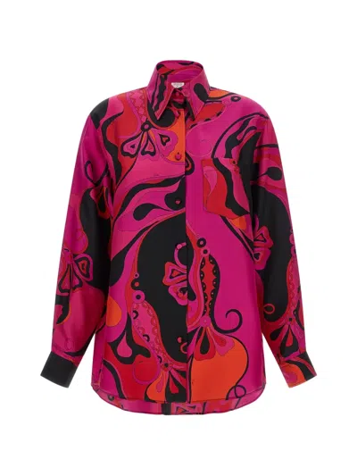 Pucci Orchidee-print Silk Shirt In Pink