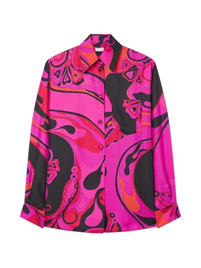 Pucci Orchidee-print Silk Shirt In Pink