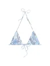 Pucci Orchidee-print Triangle Bikini Top In Blue