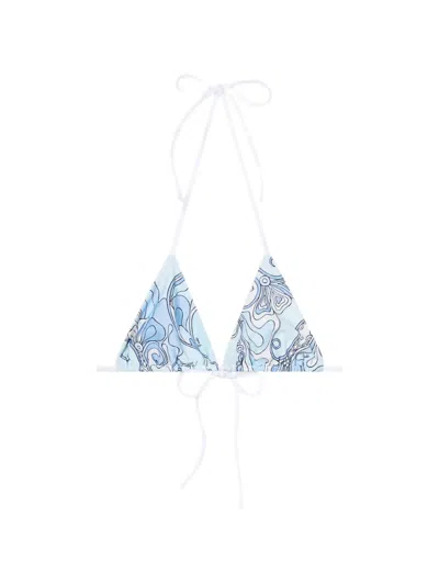 Pucci Orchidee-print Triangle Bikini Top In Blue