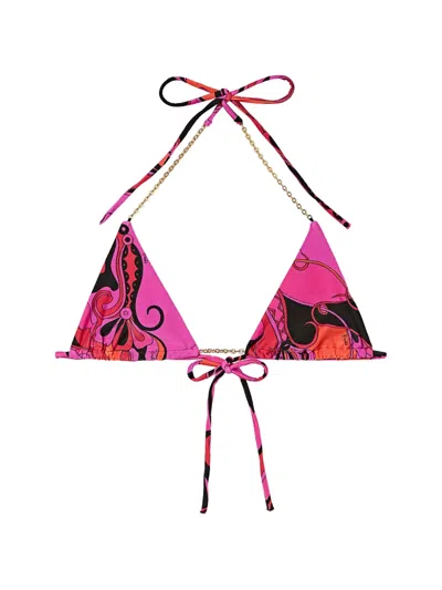 PUCCI ORCHIDEE-PRINT TRIANGLE BIKINI TOP