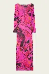 Pucci Orchidee-print Tulle Dress In Fuchsia Black In Pink
