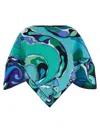 Pucci Draped Asymmetric Hem Blouse With Colorful Print In Blue