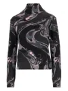 Pucci Orchids High-neck Wool Sweater In Black