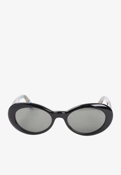 Pucci Oval Acetate Sunglasses In Black