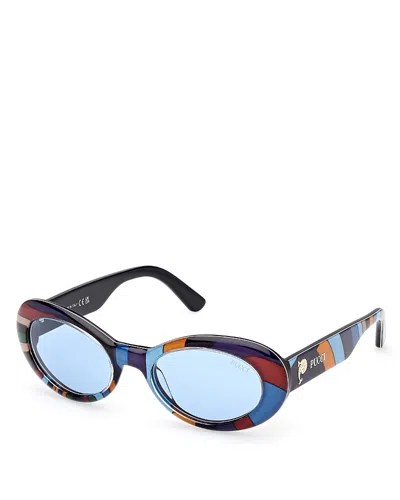 Pucci Oval Sunglasses, 53mm In Blue