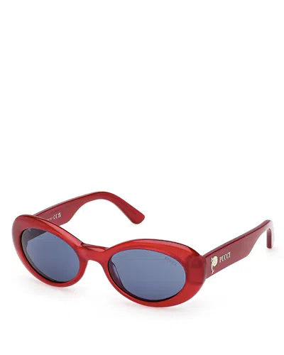 Pucci Oval Sunglasses, 53mm In Red/blue